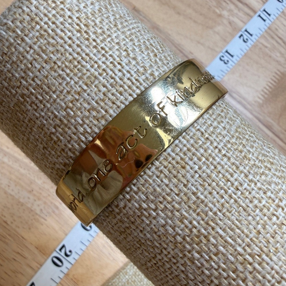 Inspirational Boho Minimalist Gold‎ Tone Kindness Cuff from Rustic Cuff